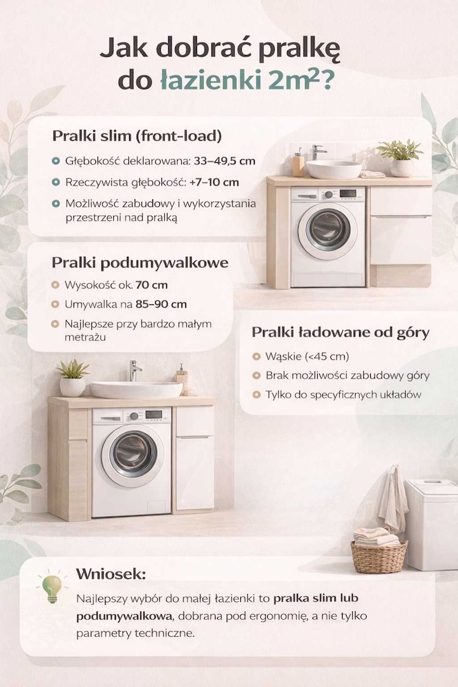 łazienka 2m2 z pralką - wybór urządzenia 