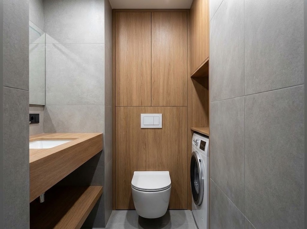 łazienka 2m2 z pralką w szafce 