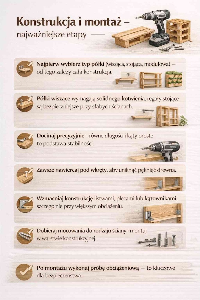 półki z palet - etapy montażu 