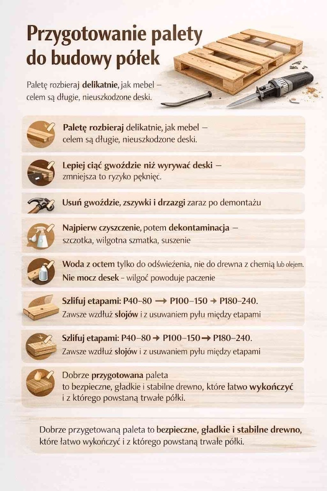 półki z palet - przygotowanie 