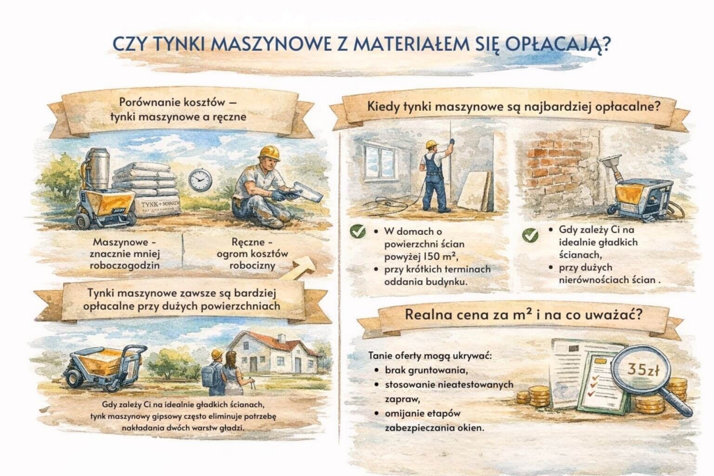 Czy tynki maszynowe z materiałem się opłacają?