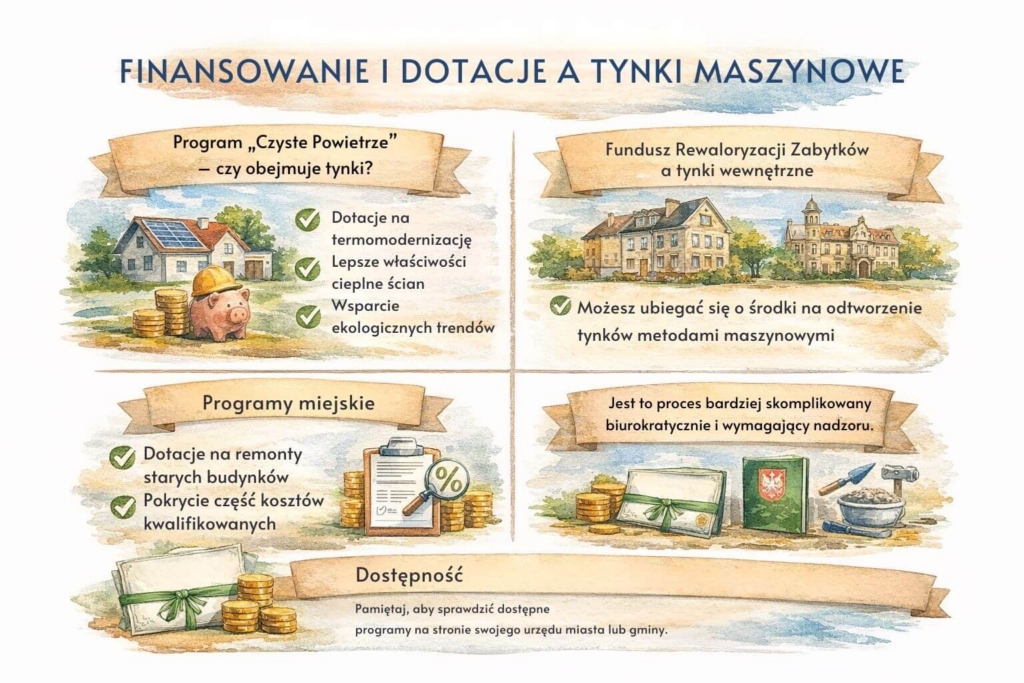 Tynki maszynowe - cena za m2 z materiałem. Finansowanie i dotacje 