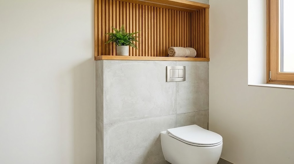 lamele z drewna nad wc