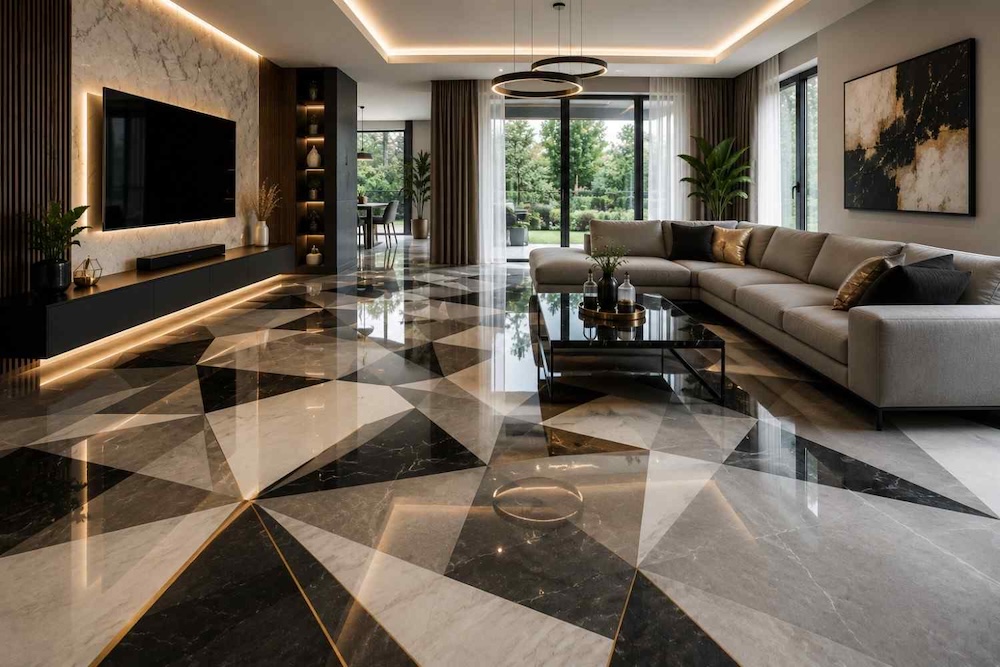 elegancki wystrój salonu z podłogą 3d elegancki salon z podłogą 3d