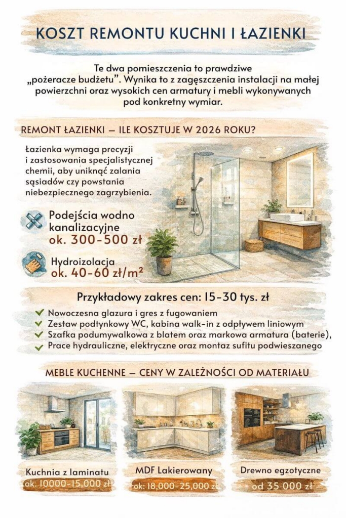 Koszt remontu kuchni i łazienki w 2026 roku