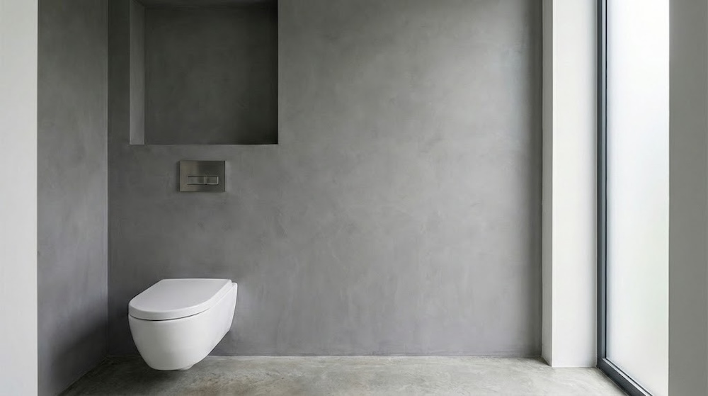 mikrocement na ścianie z wc 