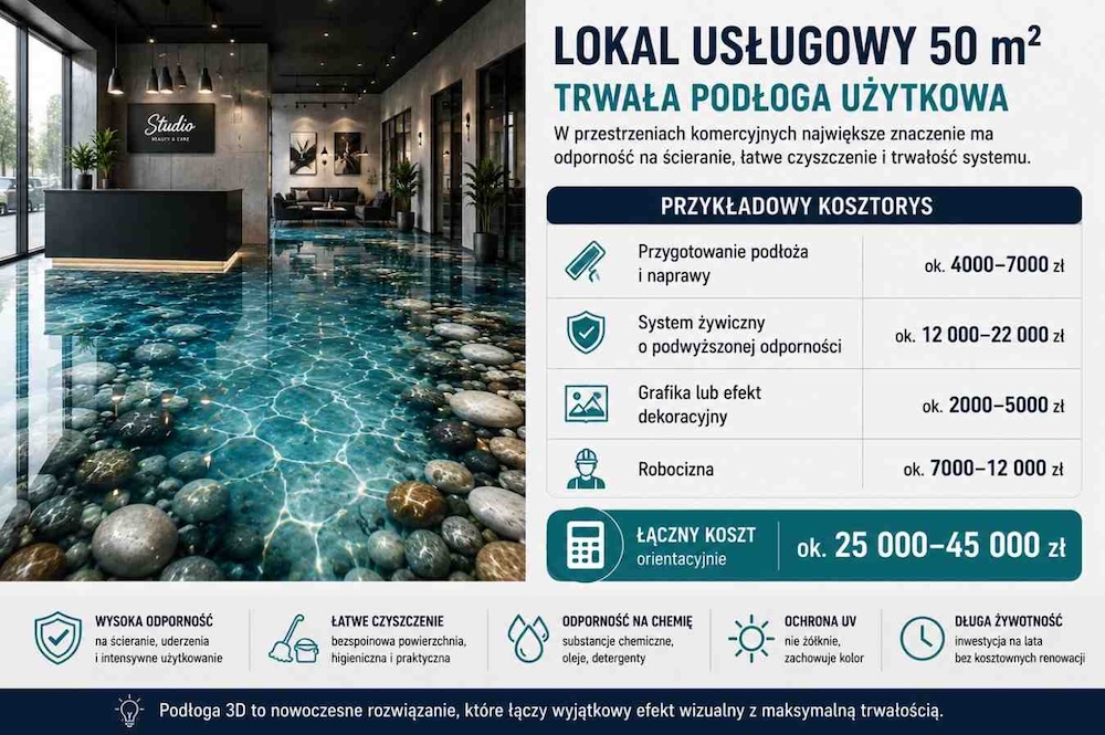 podłoga 3d w dużym lokalu lokal usługowy z podłogą 3d