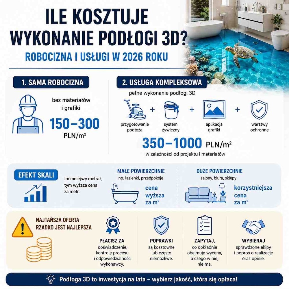 podłogi 3d - cena za wykonanie podłogi 3d - cena za robociznę