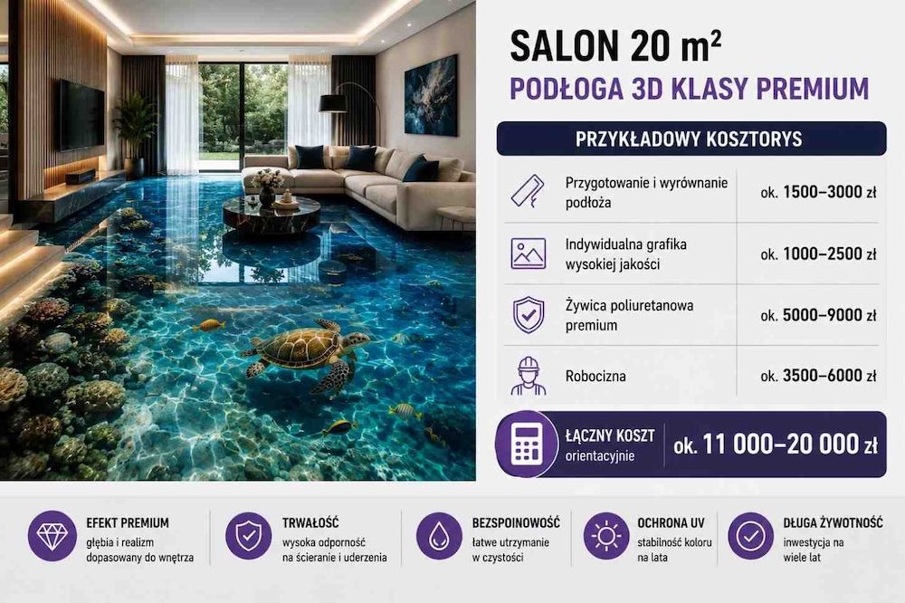 koszt podłogi 3d w salonie kosztorys podłogi 3d w salonie