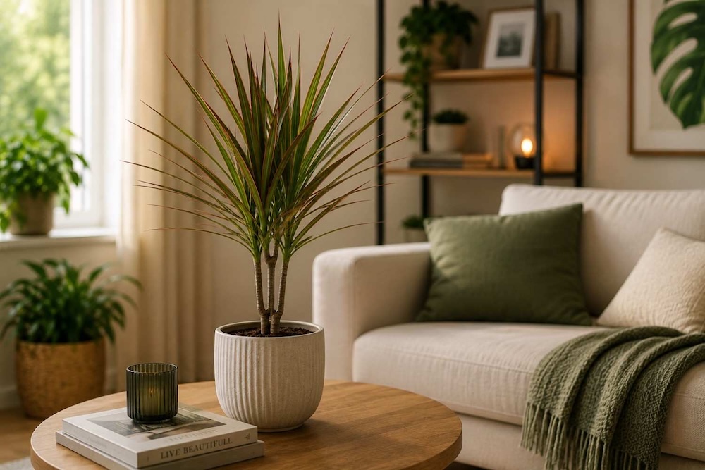 dracena-w-salonie dracena na stoliku w salonie