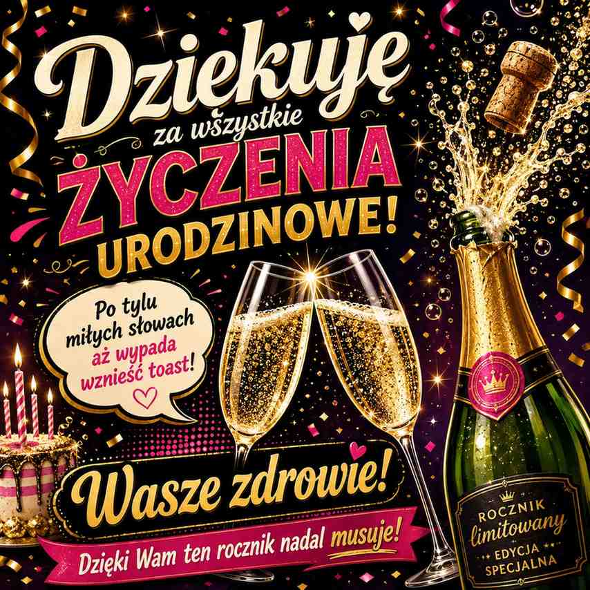 dziekuje-za-zyczenia-obrazek obrazek z szampanem - podziękowania