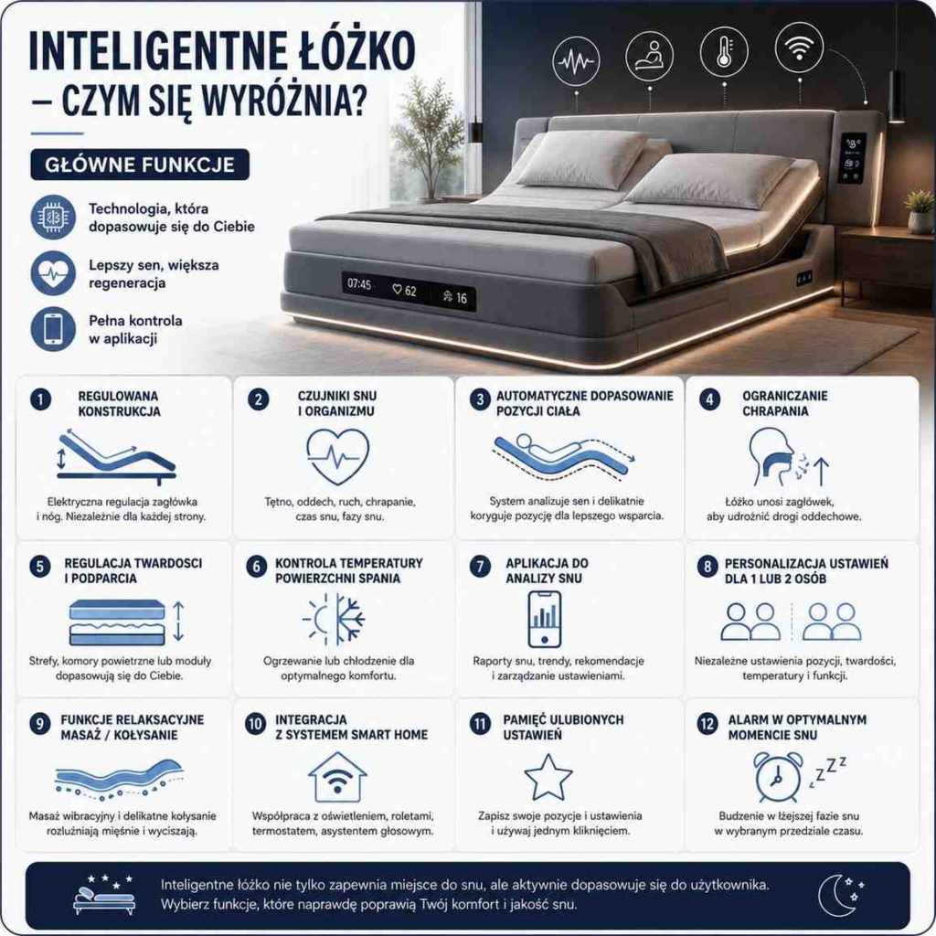 inteligentne-lozko-cechy inteligentne łóżko - funkcje