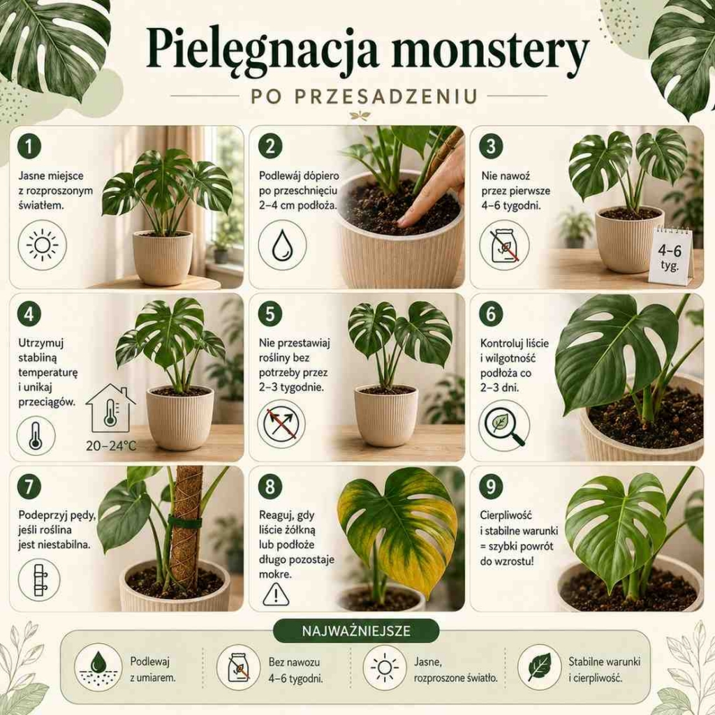 jak-dbac-o-monstere-po-przesadzeniu jak pielęgnować monsterę po przesadzeniu