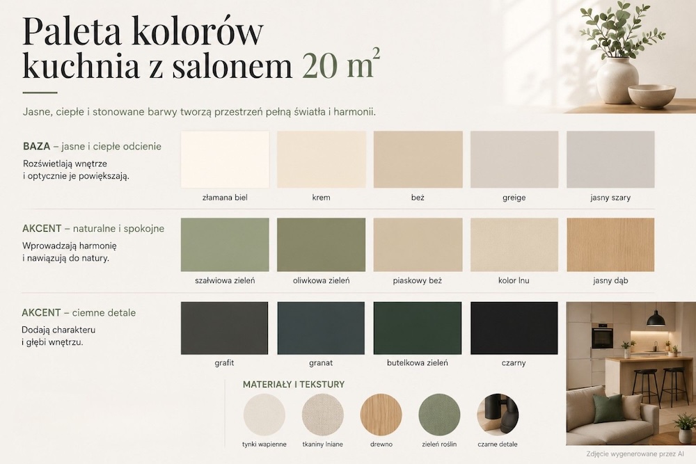 mala-kuchnia-z-salonem-20m2-paleta-kolorow mała kuchnia z salonem 20m2 - kolory